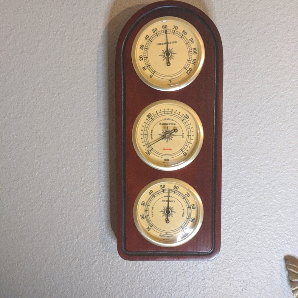 Vintage Wall Hanging Weather Prediction Thermometer, Barometer, and Hygrometer